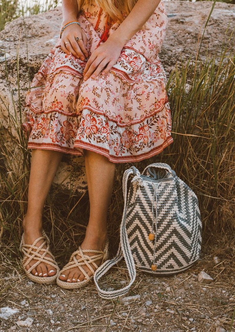 Grey Crochet Bucket Bag
