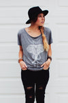 Wild and Free Ladies Flowy Scoop Neck Tee (Gray)