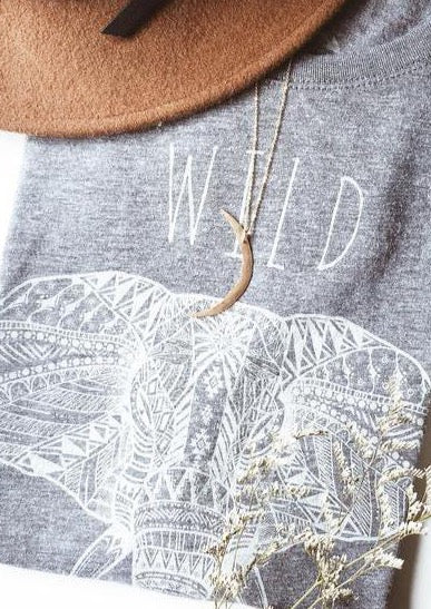 Wild and Free Ladies Flowy Scoop Neck Tee (Gray)